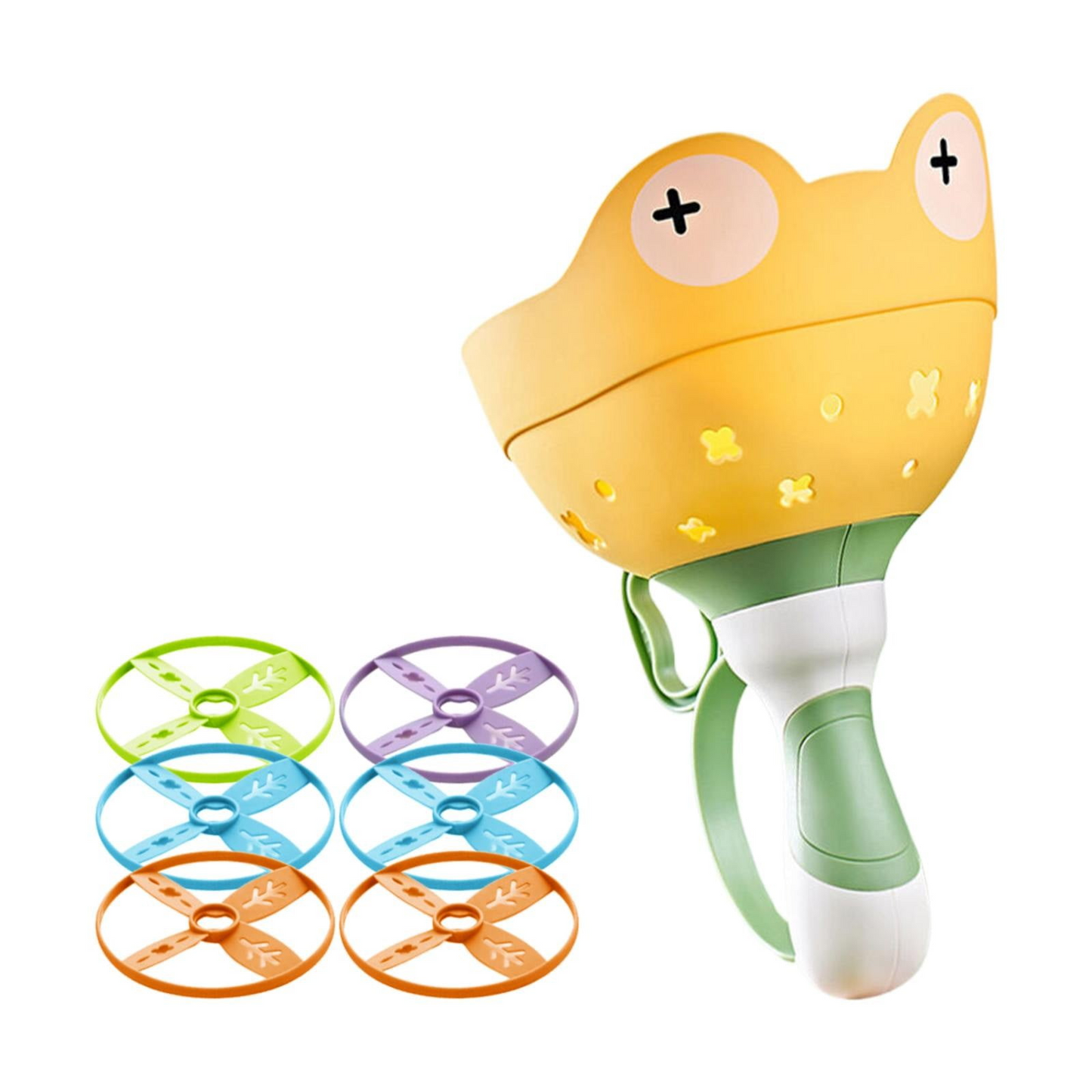 Frog Pull String Flying Disc Launcher Toy, Outdoor Throw & Catch Game,  Safe for Ages 3+