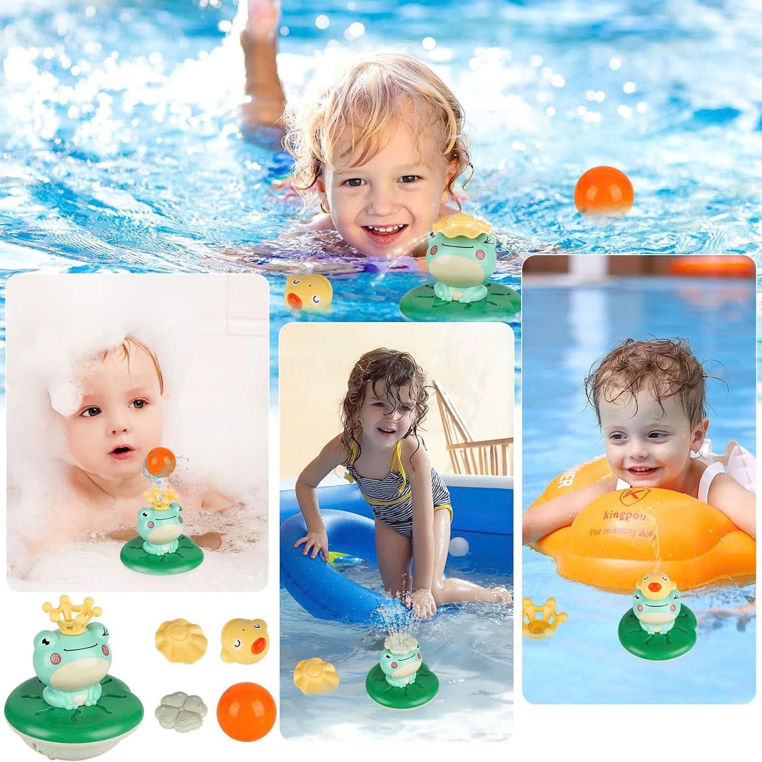 Frog Sprinkler Shower with Multiple Spray Nozzles – Compact, Portable and Safe for Ages 3+