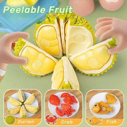 Fruit and Vegetable Cutting Toy Set with Apple-Shaped Storage Box, Easy to Carry, Safe for Ages 3+