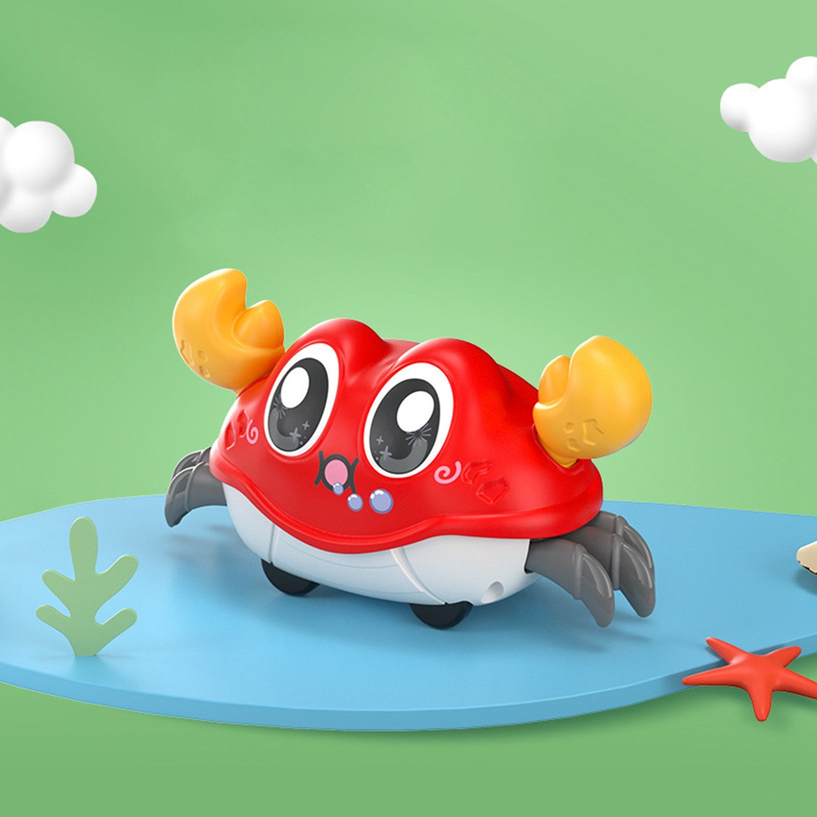 Fun Moving Crab Toy for Active Play, Double Loop Running, Crawling Game, Safe for 6 Months+
