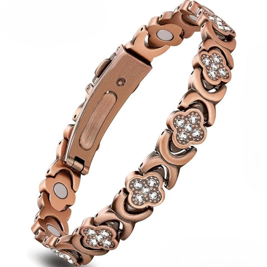 GlamClover Infinity Clover Copper Magnetic Bracelet with Adjuster