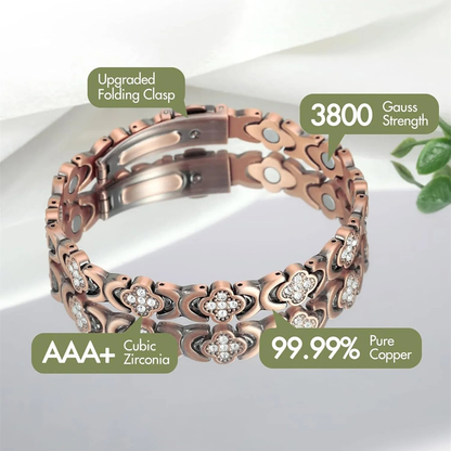 GlamClover Infinity Clover Copper Magnetic Bracelet with Adjuster