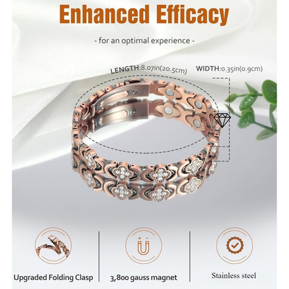 GlamClover Infinity Clover Copper Magnetic Bracelet with Adjuster