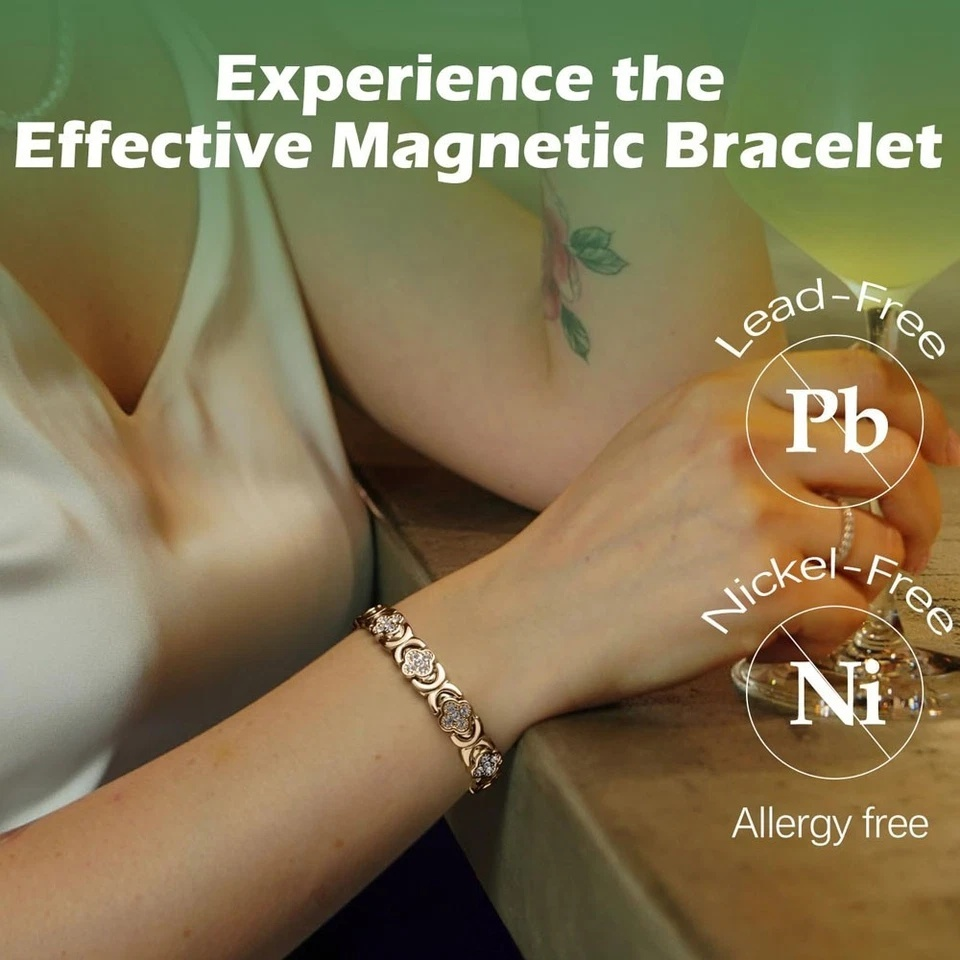 GlamClover Infinity Clover Copper Magnetic Bracelet with Adjuster
