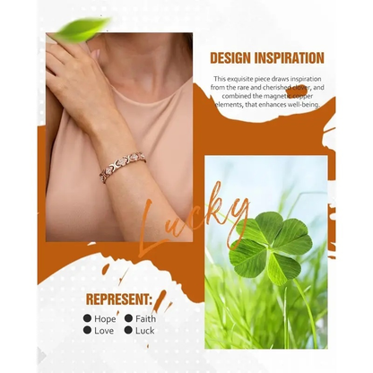 GlamClover Infinity Clover Copper Magnetic Bracelet with Adjuster