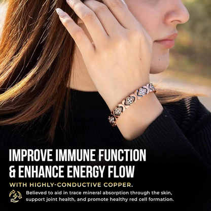 GlamClover Infinity Clover Copper Magnetic Bracelet with Adjuster