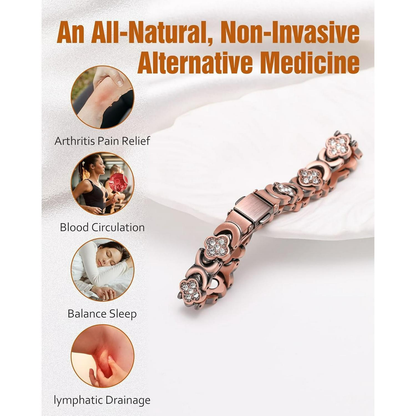 GlamClover Infinity Clover Copper Magnetic Bracelet with Adjuster