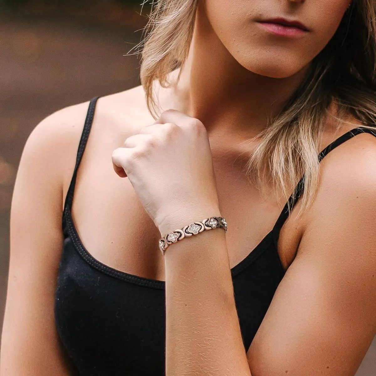 GlamClover Infinity Clover Copper Magnetic Bracelet with Adjuster
