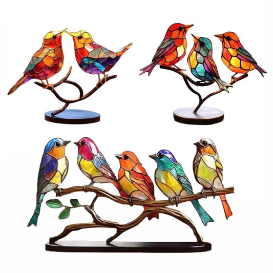 Glass Bird Ornaments – Modern Home Accent with Handmade Acrylic Decor and Vibrant, Long-Lasting Colors