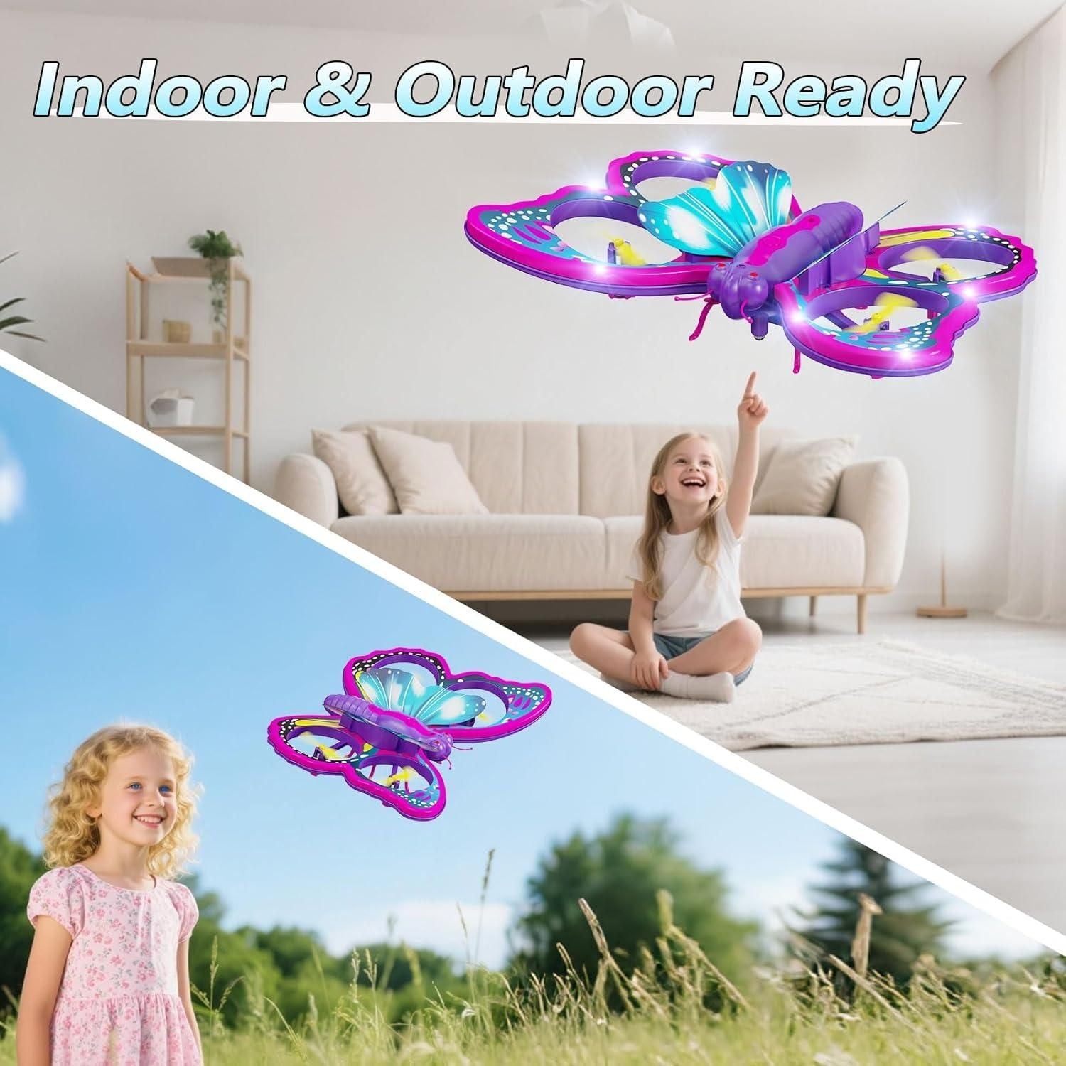Glitter Butterfly Remote Control 2.4GHz with LED Lights – Safe for Ages 6+
