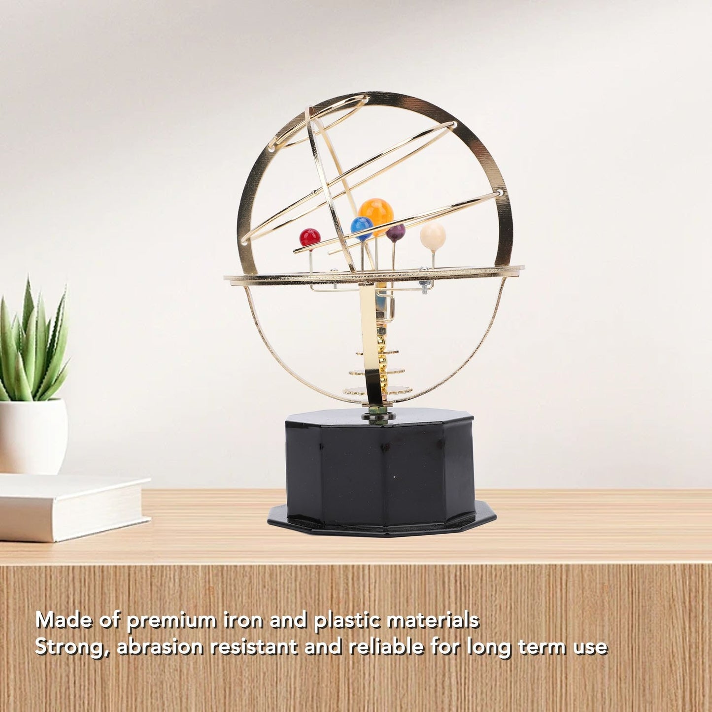 Grand Orrery Solar System Model with Metal Planetary Orbit Display, Educational Astronomy Tool, Safe for Ages 6+