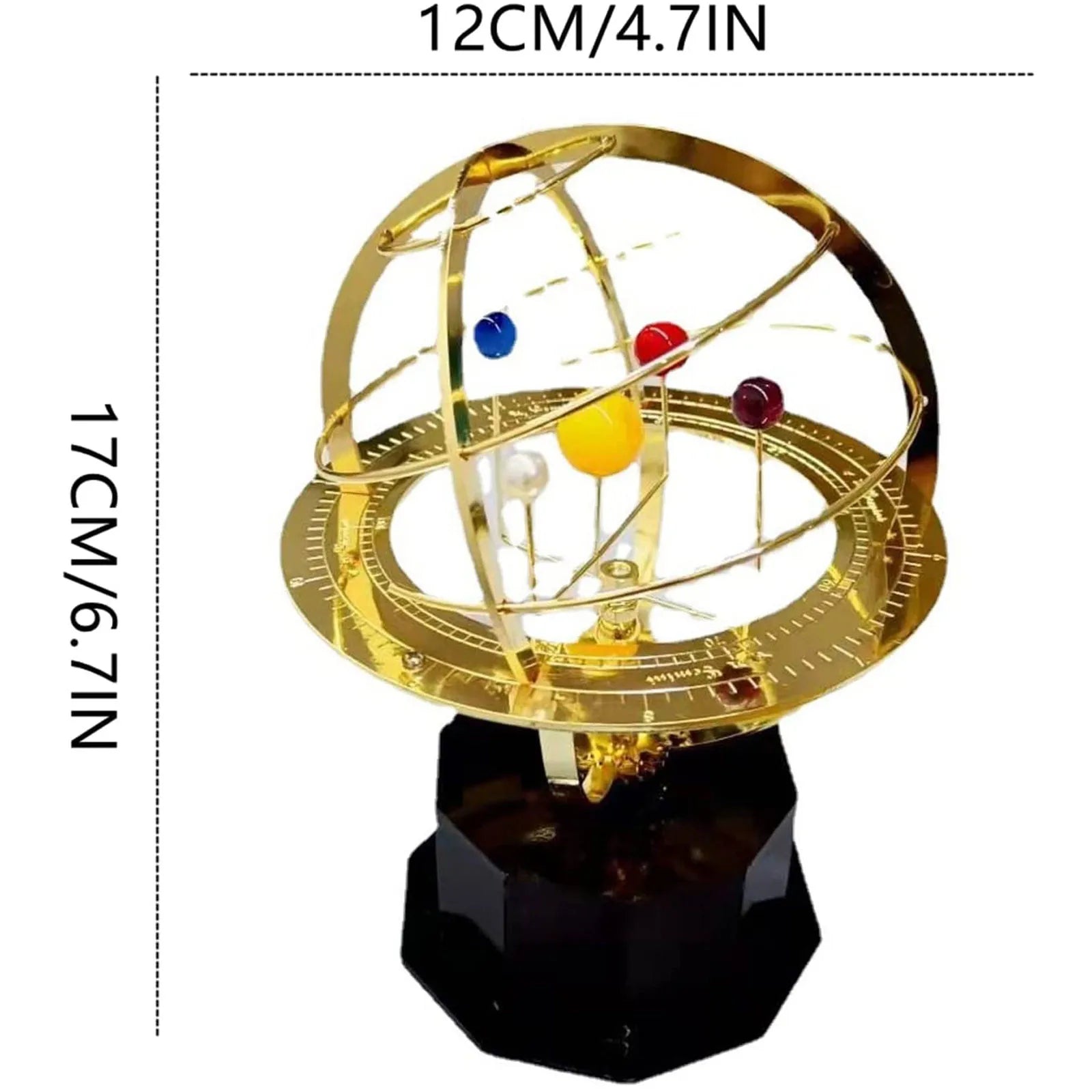 Grand Orrery Solar System Model with Metal Planetary Orbit Display, Educational Astronomy Tool, Safe for Ages 6+