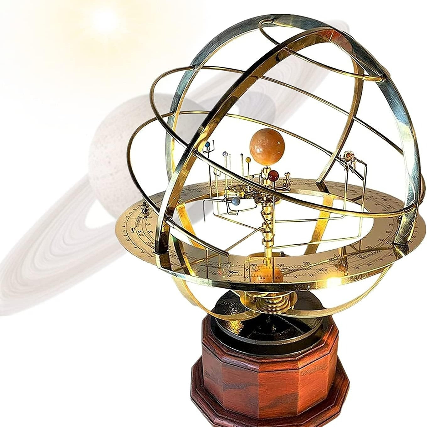 Grand Orrery Solar System Model with Metal Planetary Orbit Display, Educational Astronomy Tool, Safe for Ages 6+