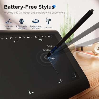 Graphics Drawing Tablet 8192 Pressure Levels with 22 Shortcuts