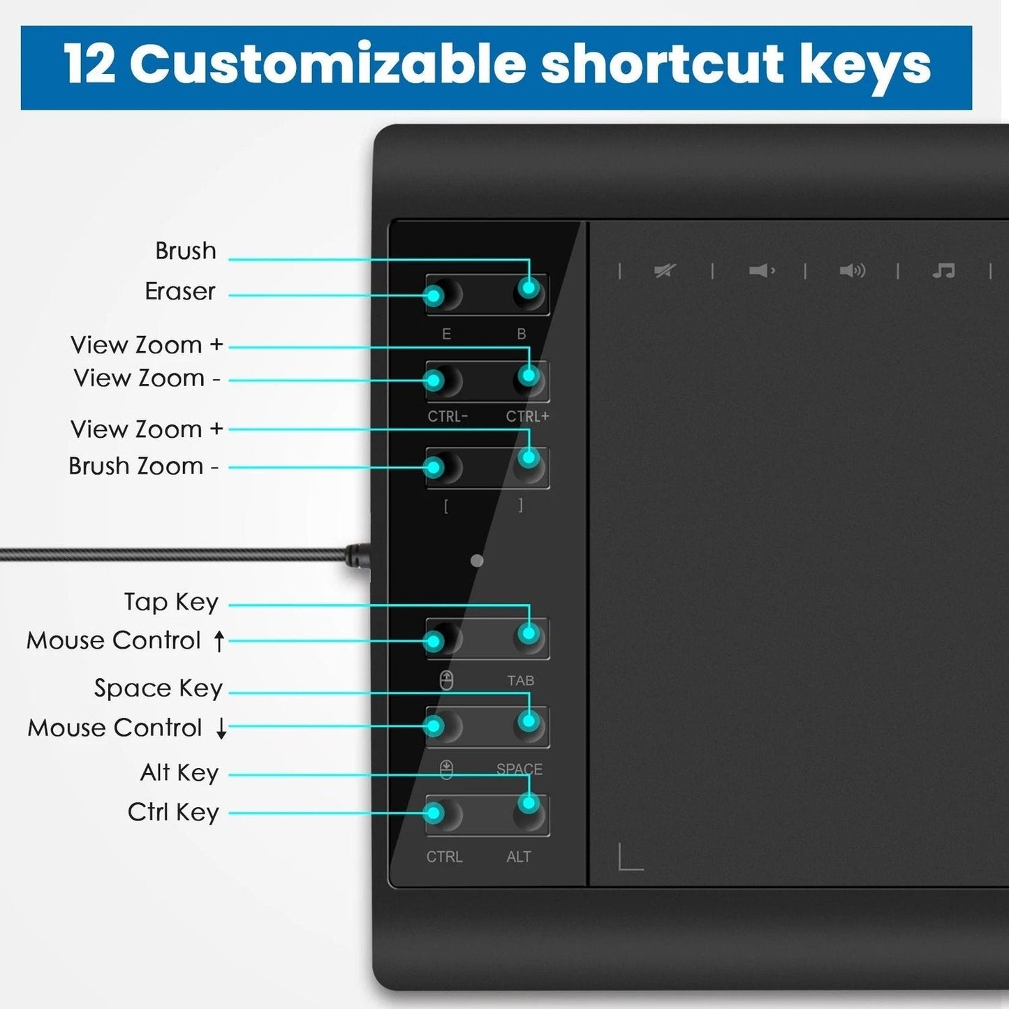 Graphics Drawing Tablet 8192 Pressure Levels with 22 Shortcuts