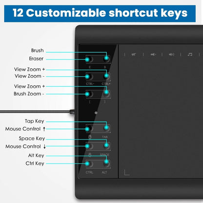 Graphics Drawing Tablet 8192 Pressure Levels with 22 Shortcuts