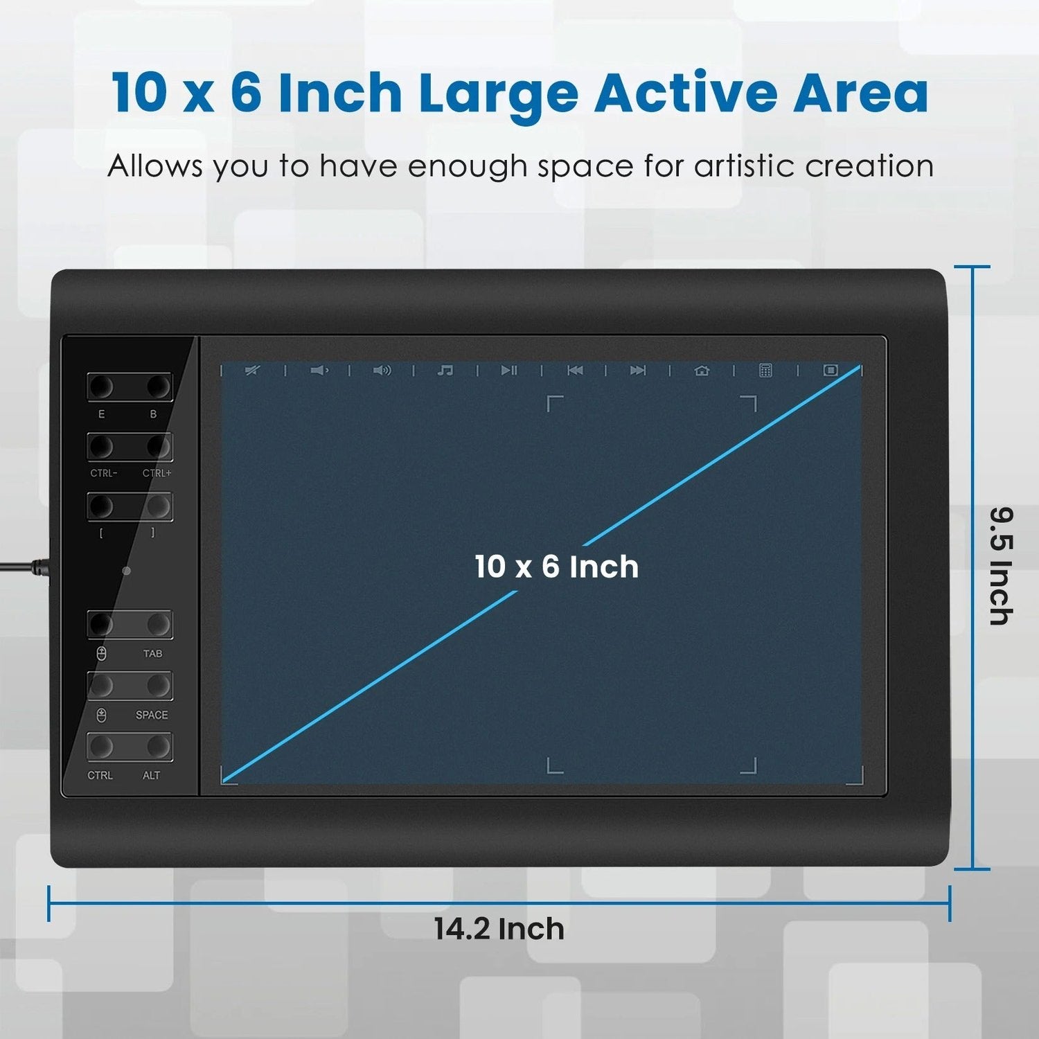 Graphics Drawing Tablet 8192 Pressure Levels with 22 Shortcuts
