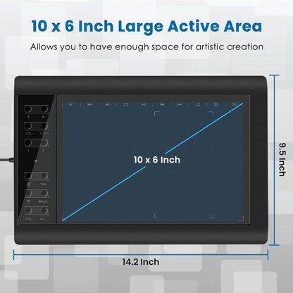 Graphics Drawing Tablet 8192 Pressure Levels with 22 Shortcuts