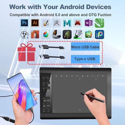 Graphics Drawing Tablet 8192 Pressure Levels with 22 Shortcuts