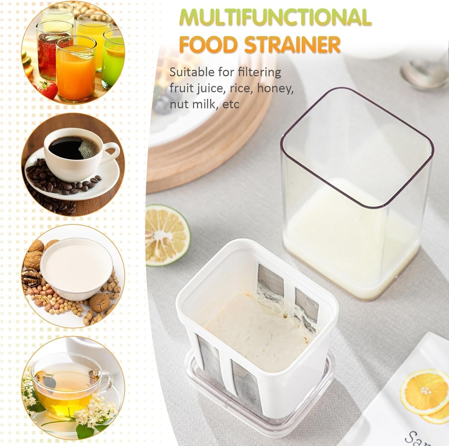 Greek Yogurt Strainer and Whey Separator With 400ml Capacity, Easy-Clean Design, Airtight Fridge Storage