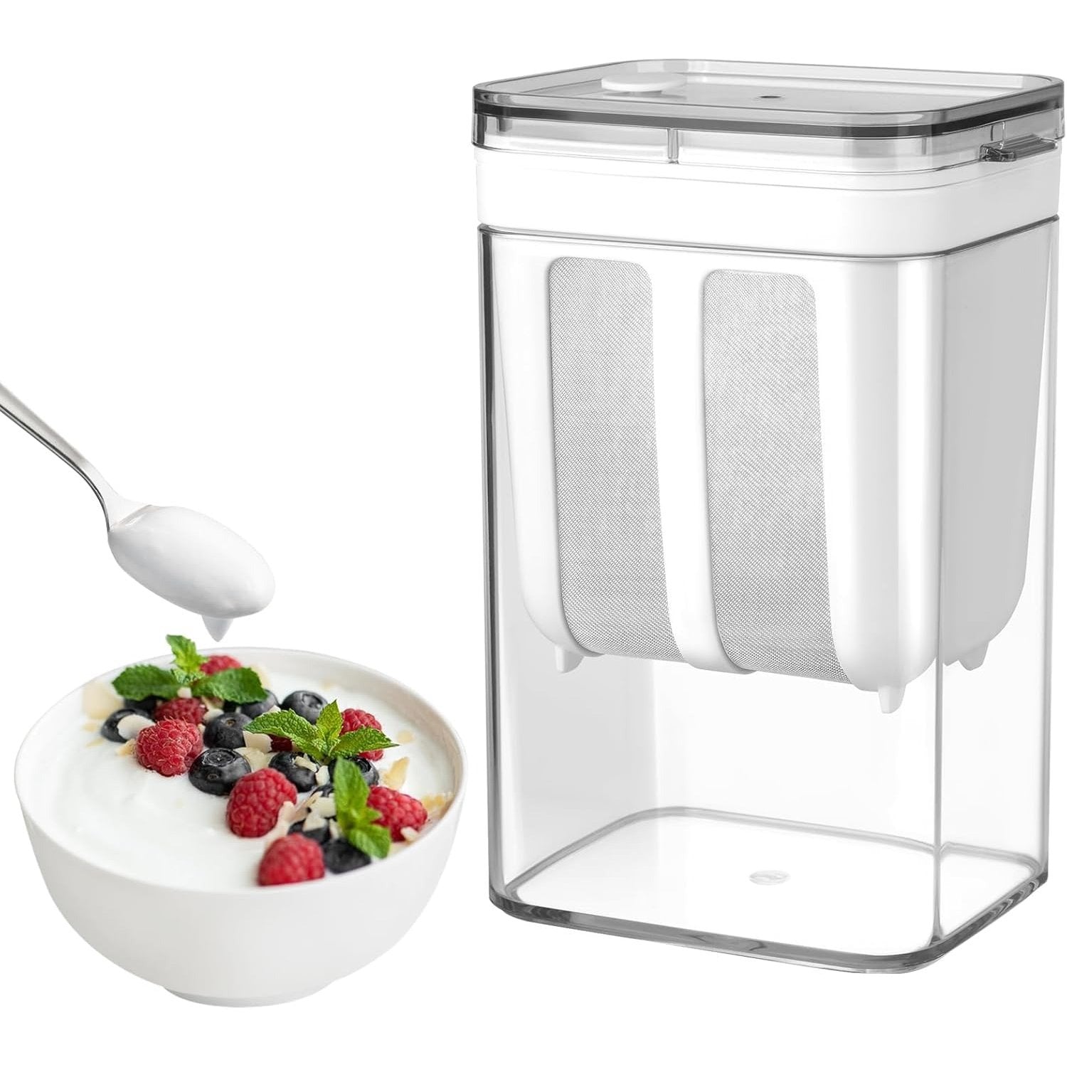 Greek Yogurt Strainer and Whey Separator With 400ml Capacity, Easy-Clean Design, Airtight Fridge Storage