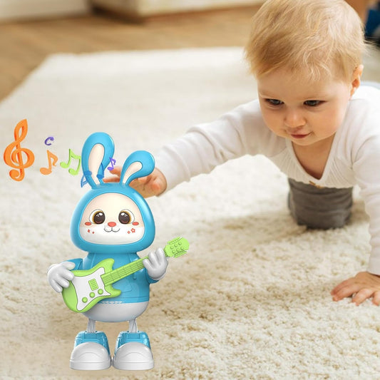 Guitarist Rabbit Toy with Music & Lights, Walking LED Bunny, Perfect Gift for Ages 3+
