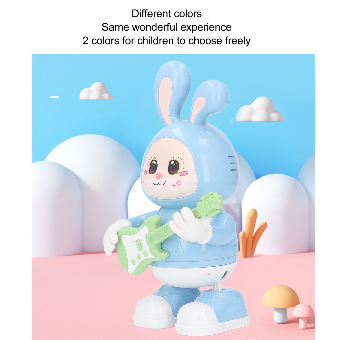 Guitarist Rabbit Toy with Music & Lights, Walking LED Bunny, Perfect Gift for Ages 3+
