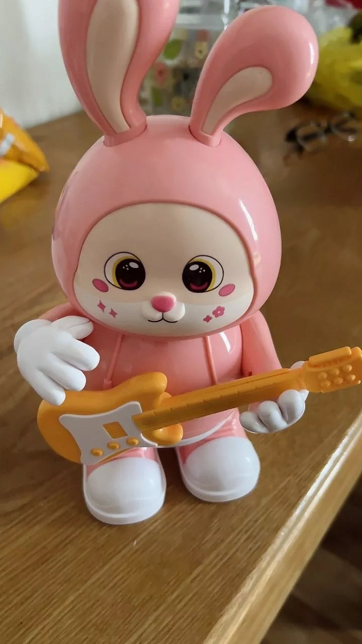 Guitarist Rabbit Toy with Music & Lights, Walking LED Bunny, Perfect Gift for Ages 3+