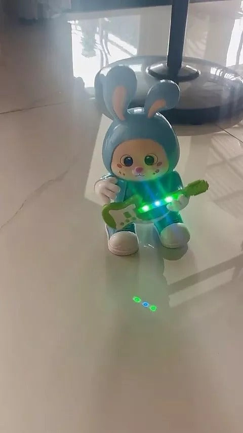 Guitarist Rabbit Toy with Music & Lights, Walking LED Bunny, Perfect Gift for Ages 3+