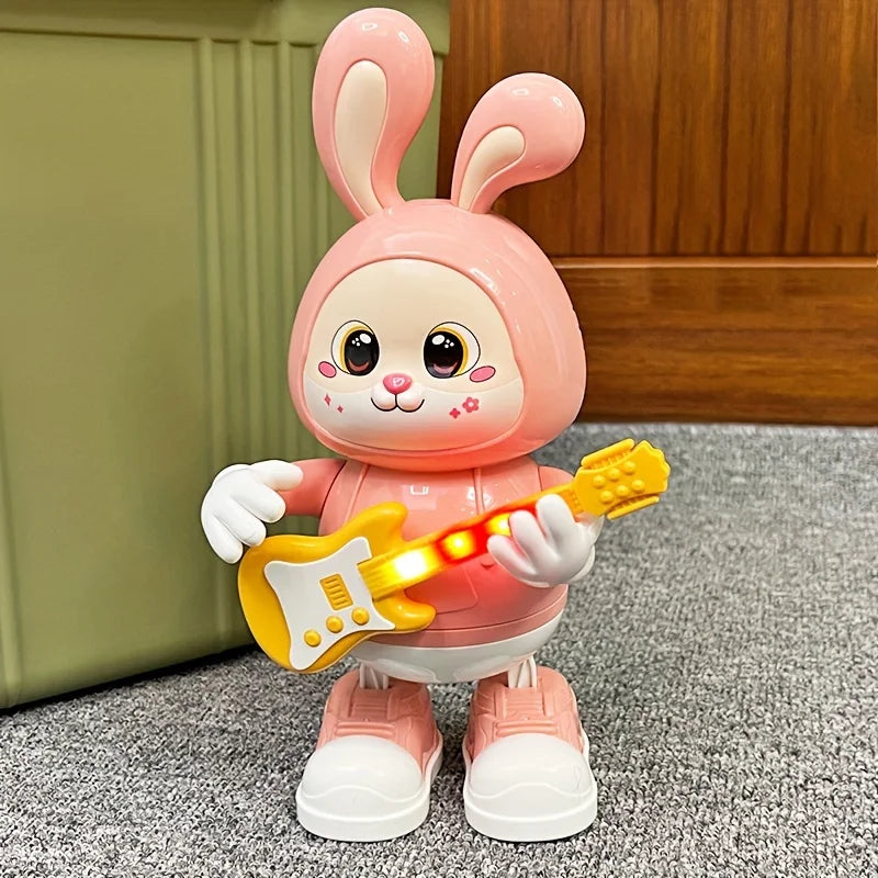 Guitarist Rabbit Toy with Music & Lights, Walking LED Bunny, Perfect Gift for Ages 3+