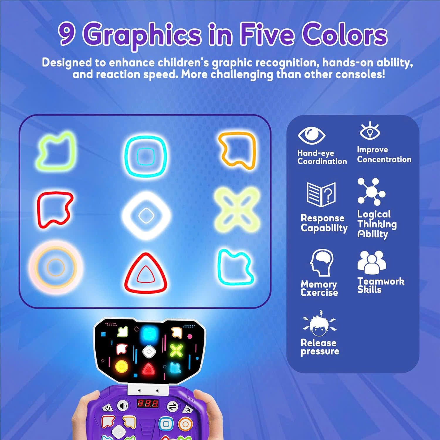 Handheld Music Rhythm Game with Sound and Light, Foldable and Easy to Carry, Safe for Ages 3+