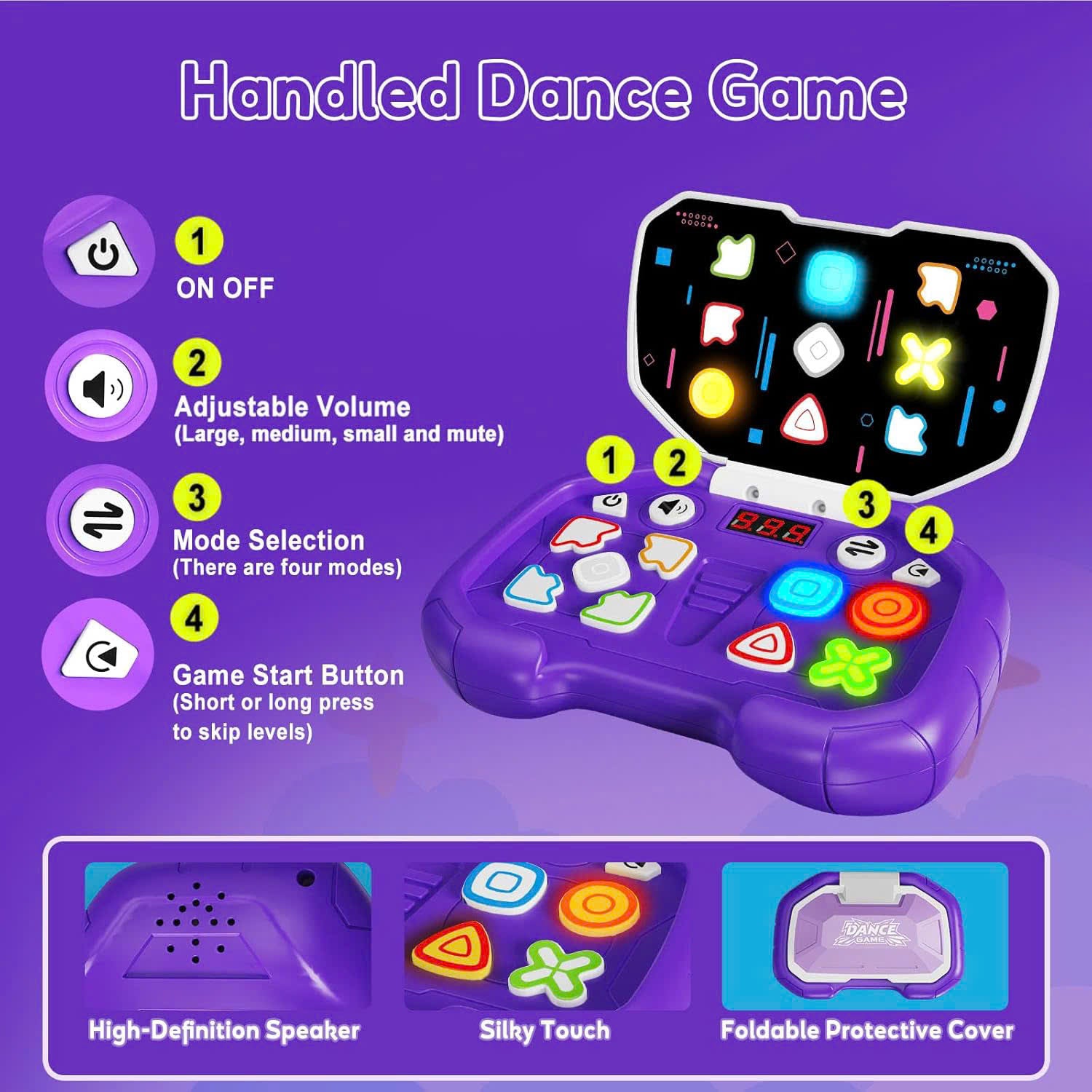 Handheld Music Rhythm Game with Sound and Light, Foldable and Easy to Carry, Safe for Ages 3+