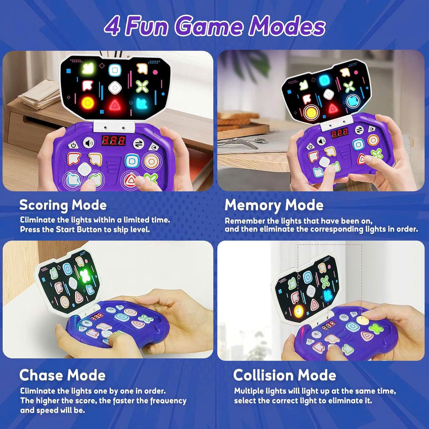 Handheld Music Rhythm Game with Sound and Light, Foldable and Easy to Carry, Safe for Ages 3+