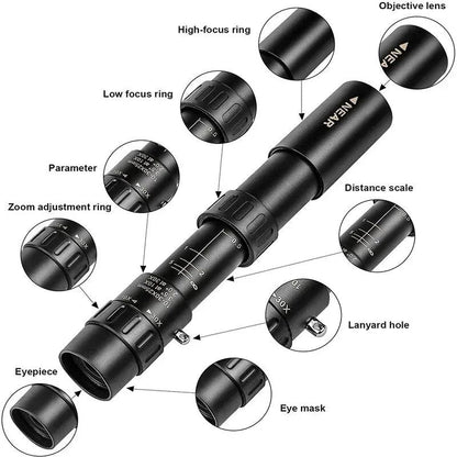 HD Monocular Telescope 10-300x Zoom Waterproof Portable