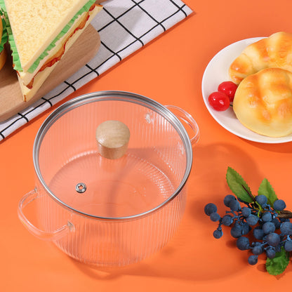 Heat Resistant Borosilicate Glass Cooking Pot with Dual Handles, Fridge & Freezer Safe