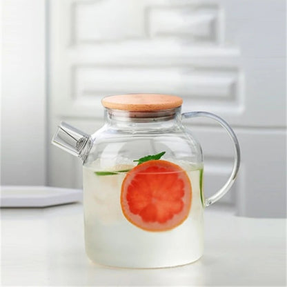 Heat Resistant Borosilicate Glass Teapot withBuilt-in Stainless Steel Filter, Suitable for Hot & Cold Drinks