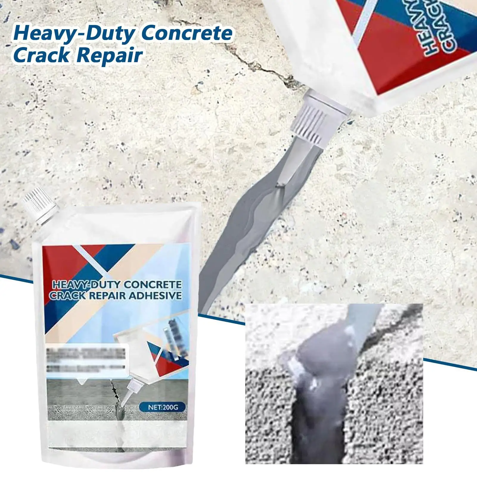 Heavy-Duty Concrete Repair Adhesive, Grouting Adhesive Sealer Outdoor Waterproof, Quick-Drying
