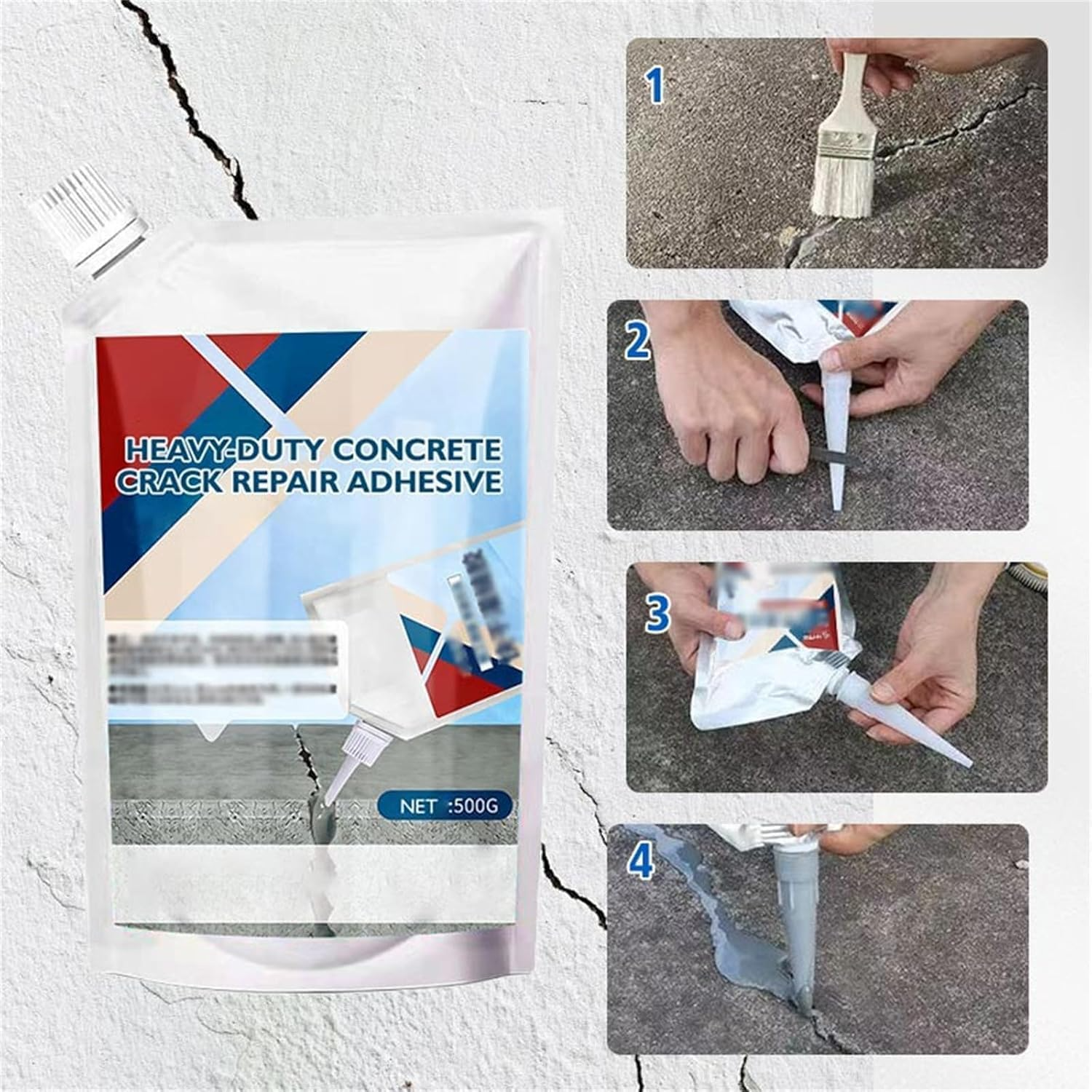 Heavy-Duty Concrete Repair Adhesive, Grouting Adhesive Sealer Outdoor Waterproof, Quick-Drying