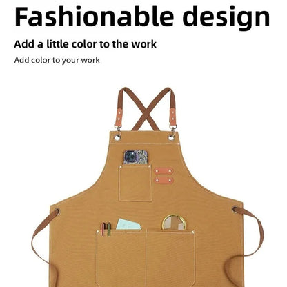 Heavy Duty Work Apron – Waterproof Canvas with Tool Pockets, Anti-wrinkle, Adjustable Straps