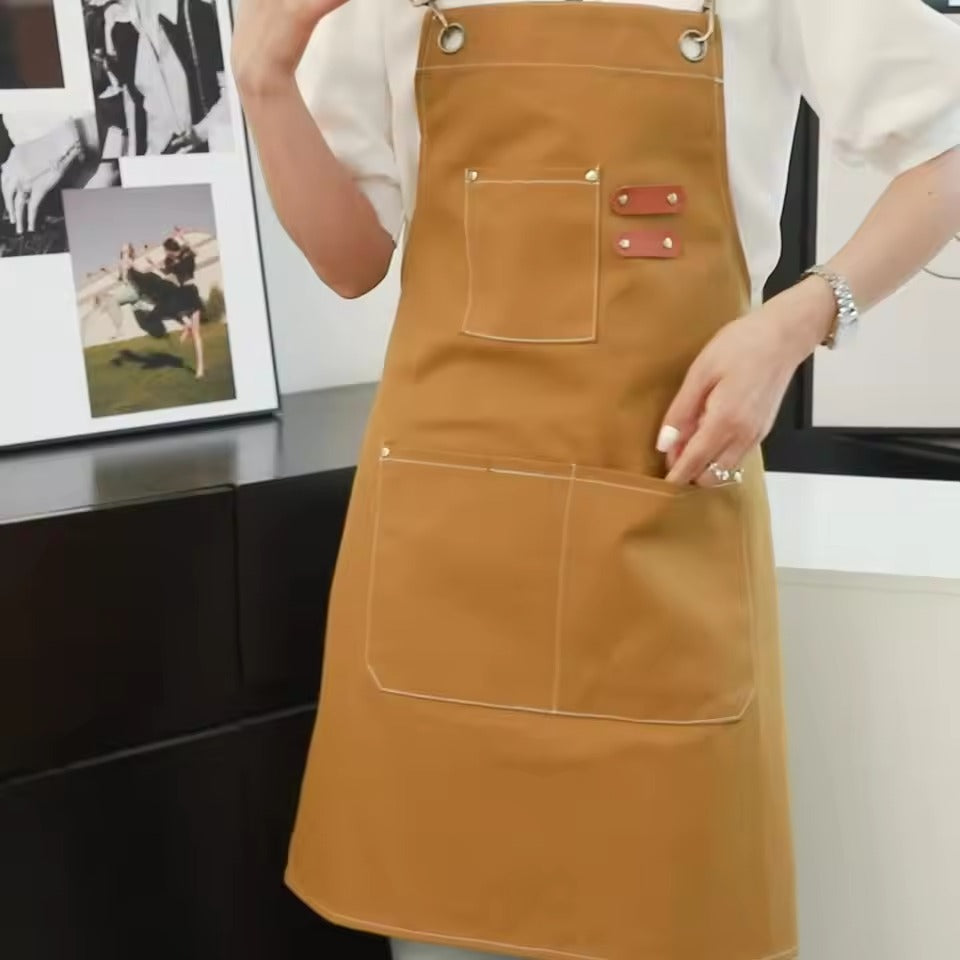 Heavy Duty Work Apron – Waterproof Canvas with Tool Pockets, Anti-wrinkle, Adjustable Straps
