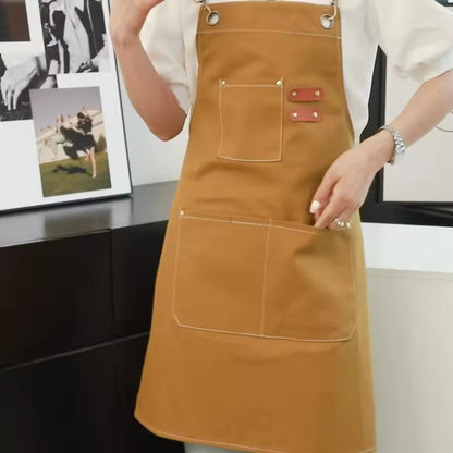 Heavy Duty Work Apron – Waterproof Canvas with Tool Pockets, Anti-wrinkle, Adjustable Straps