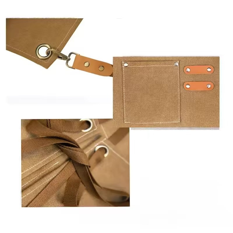 Heavy Duty Work Apron – Waterproof Canvas with Tool Pockets, Anti-wrinkle, Adjustable Straps