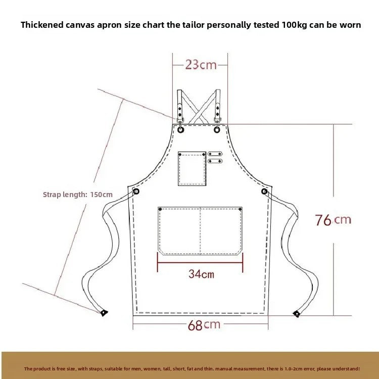 Heavy Duty Work Apron – Waterproof Canvas with Tool Pockets, Anti-wrinkle, Adjustable Straps