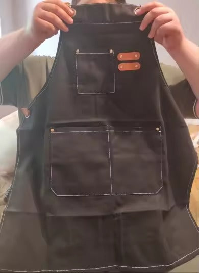 Heavy Duty Work Apron – Waterproof Canvas with Tool Pockets, Anti-wrinkle, Adjustable Straps