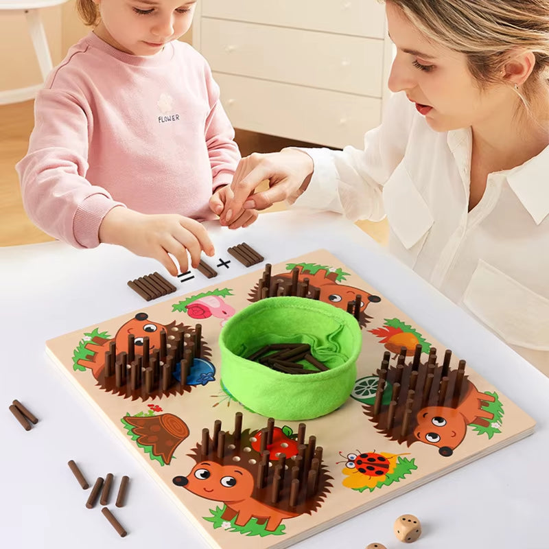 Hedgehog Walking Board, Made of Safe Wood, Helps Children Learn to Count Numbers, Suitable for Ages 3+