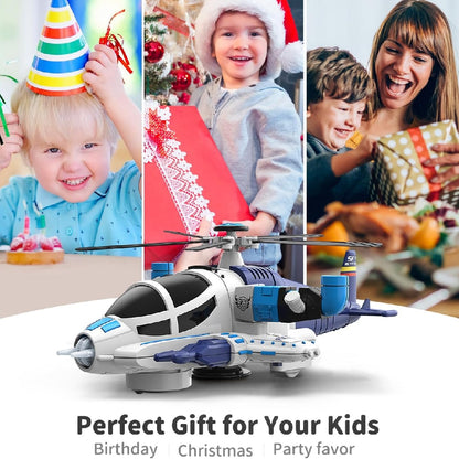 Helicopter Toy with Lights and Sounds, 360° Spin, Obstacle Sensor, Battery-Free, Child-Safe Design, Safe for Kids 3+