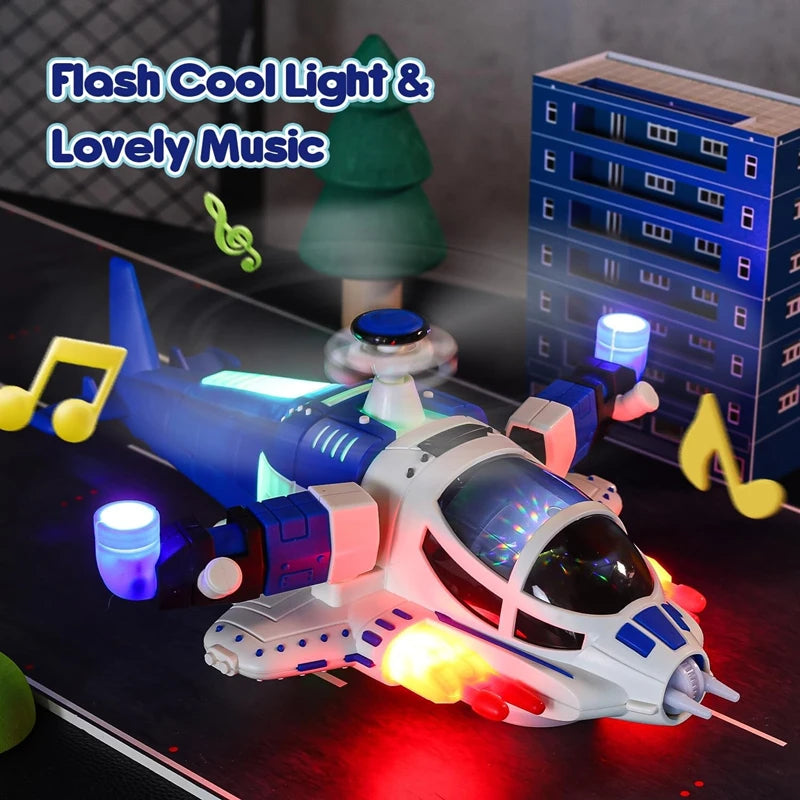 Helicopter Toy with Lights and Sounds, 360° Spin, Obstacle Sensor, Battery-Free, Child-Safe Design, Safe for Kids 3+