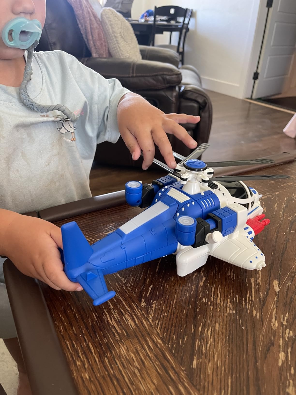 Helicopter Toy with Lights and Sounds, 360° Spin, Obstacle Sensor, Battery-Free, Child-Safe Design, Safe for Kids 3+