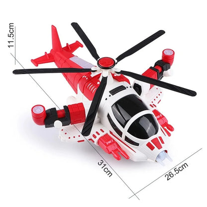 Helicopter Toy with Lights and Sounds, 360° Spin, Obstacle Sensor, Battery-Free, Child-Safe Design, Safe for Kids 3+