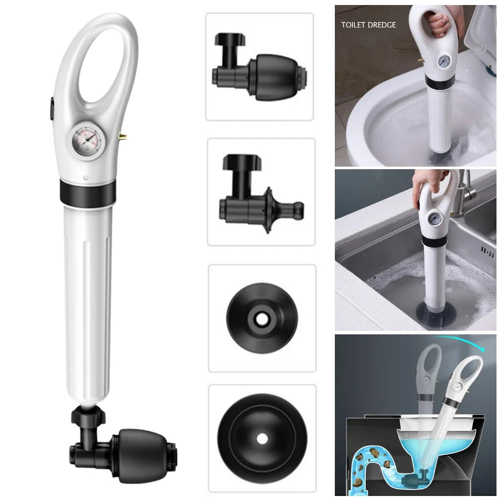 High-Pressure Toilet Plunger Air Drain Cleaner Quickly Unclogs Toilet Sink Bathroom Pipe